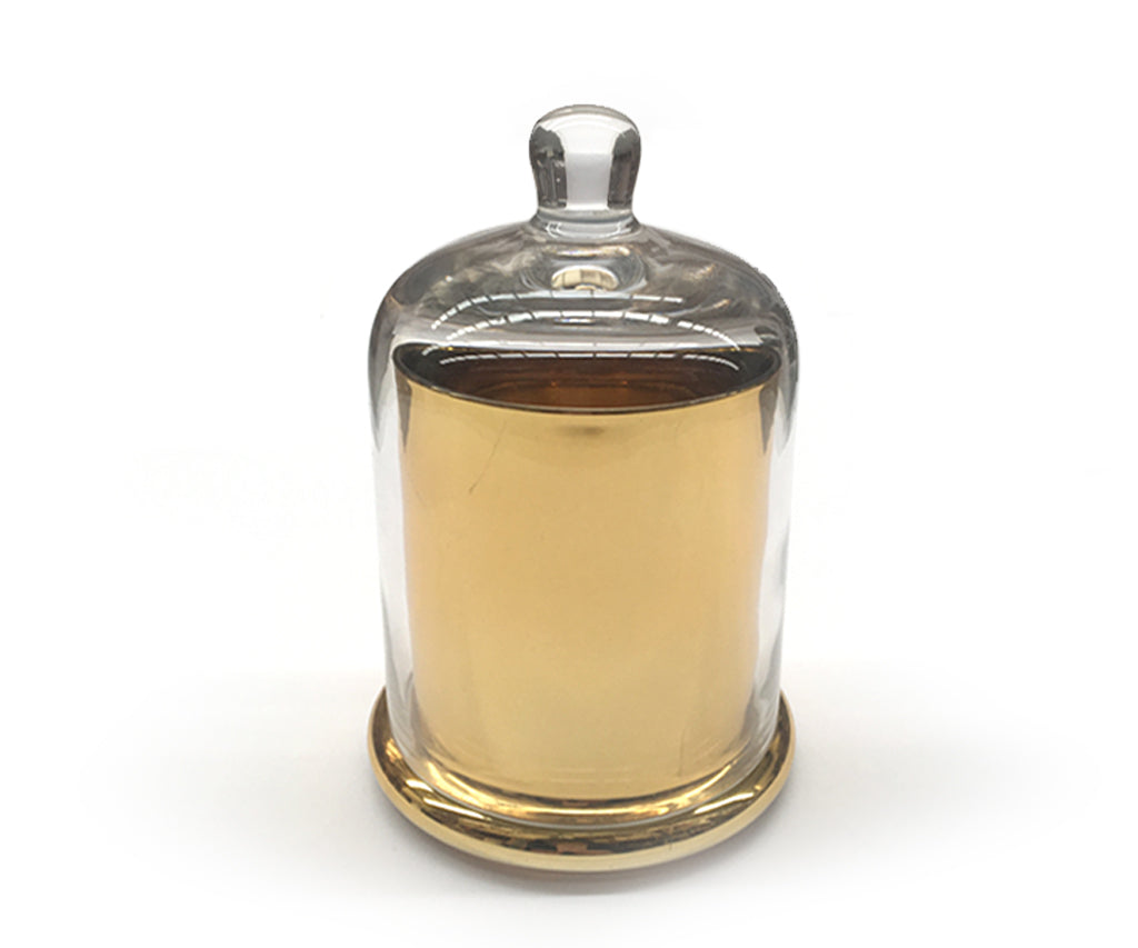 Gold cloch candle with glass dome