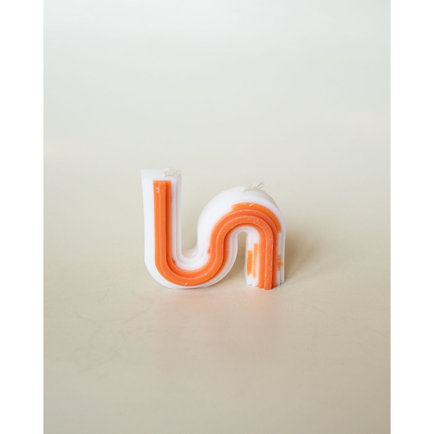 The Double Wick Snake Candle Image in Orange & White