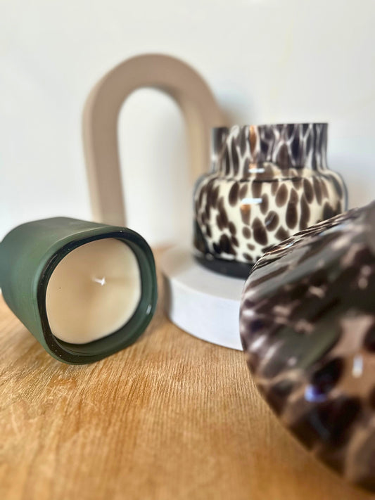 Suki Home The Mushroom Candle Lamp in Black and Forest Green Funky Candle Jar