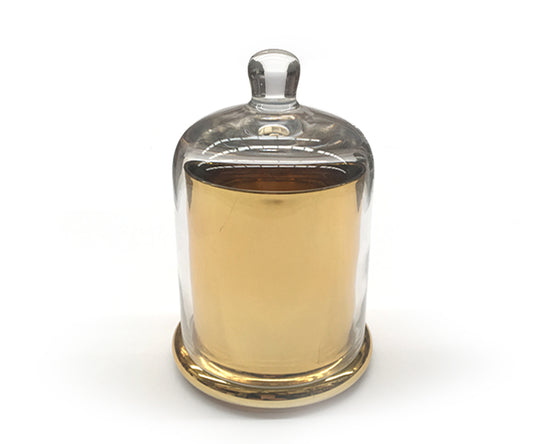 Gold cloch candle with glass dome