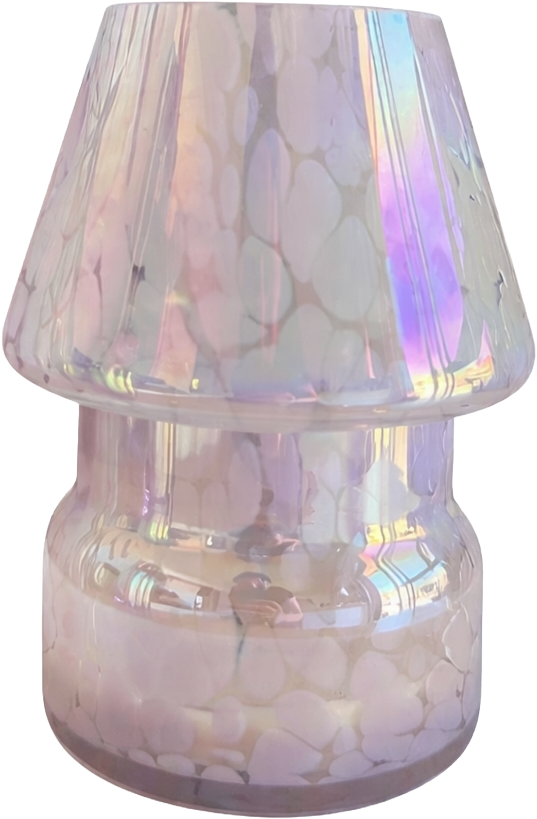 The Mini Mushroom Candle Lamp in Pink on a white background